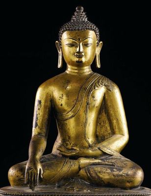 海外私家收藏十四世纪西藏精美造像 释迦牟尼佛坐像